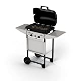 Barbacoa de gas Campingaz Expert Plus con piedras de lava, Barbacoa de gas compacta con 2 quemadores, Potencia 7 kW, Cable de acero cromado, 2 estantes laterales